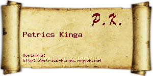 Petrics Kinga névjegykártya